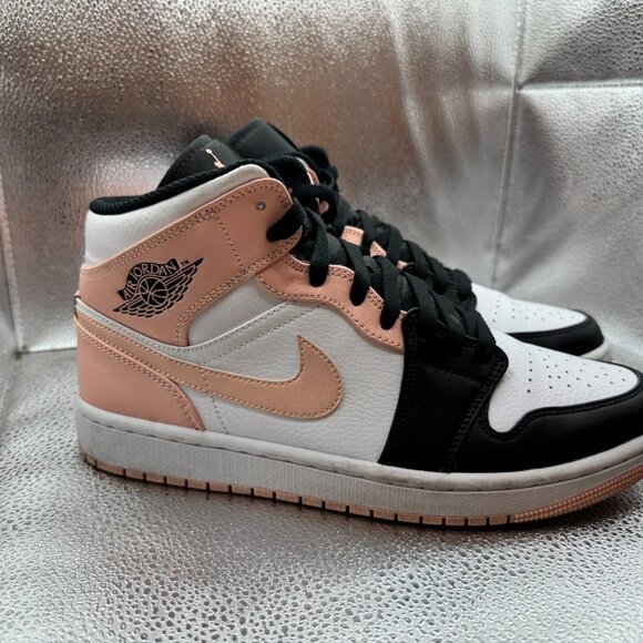 Size 9 Nike Air Jordan 1 Mid Mens White Artic Orange Black‎ Sneaker 554724-133 main image 10